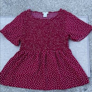 URBAN Romantics Burgundy Polka Dot Blouse